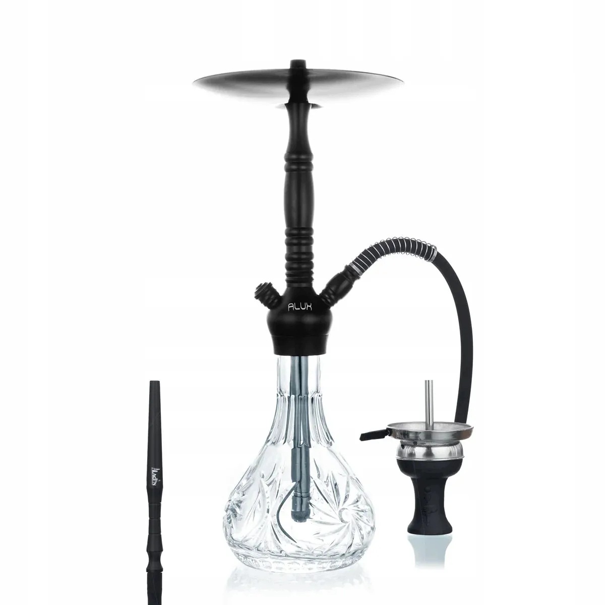 Czarna shisha Aladin Alux Admiral 50 cm ze szklanym dzbanem