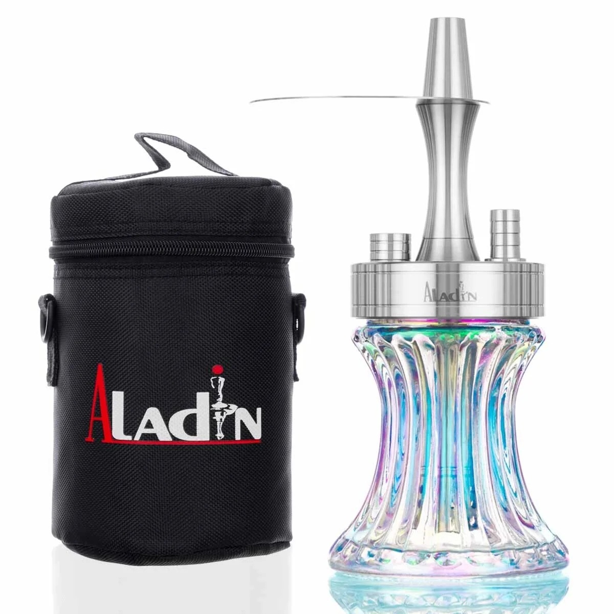 Shisha Aladin 2Go Shiny 22,8 cm srebrna z etui transportowym